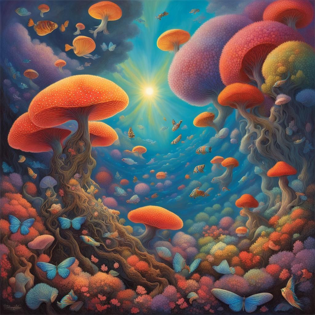 Ethereal Floating Islands with Giant Flowers, a Surreal Drea...