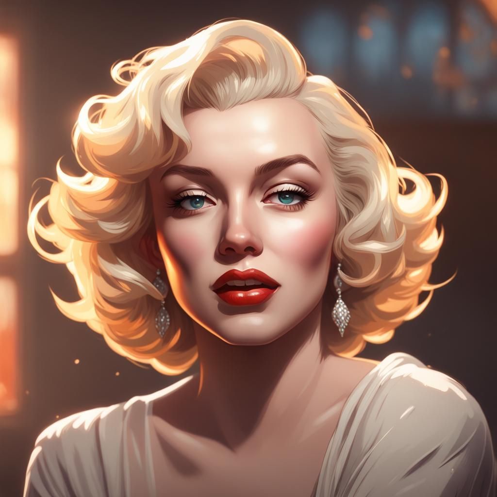 Marilyn Monroe as Anime Character Portrait