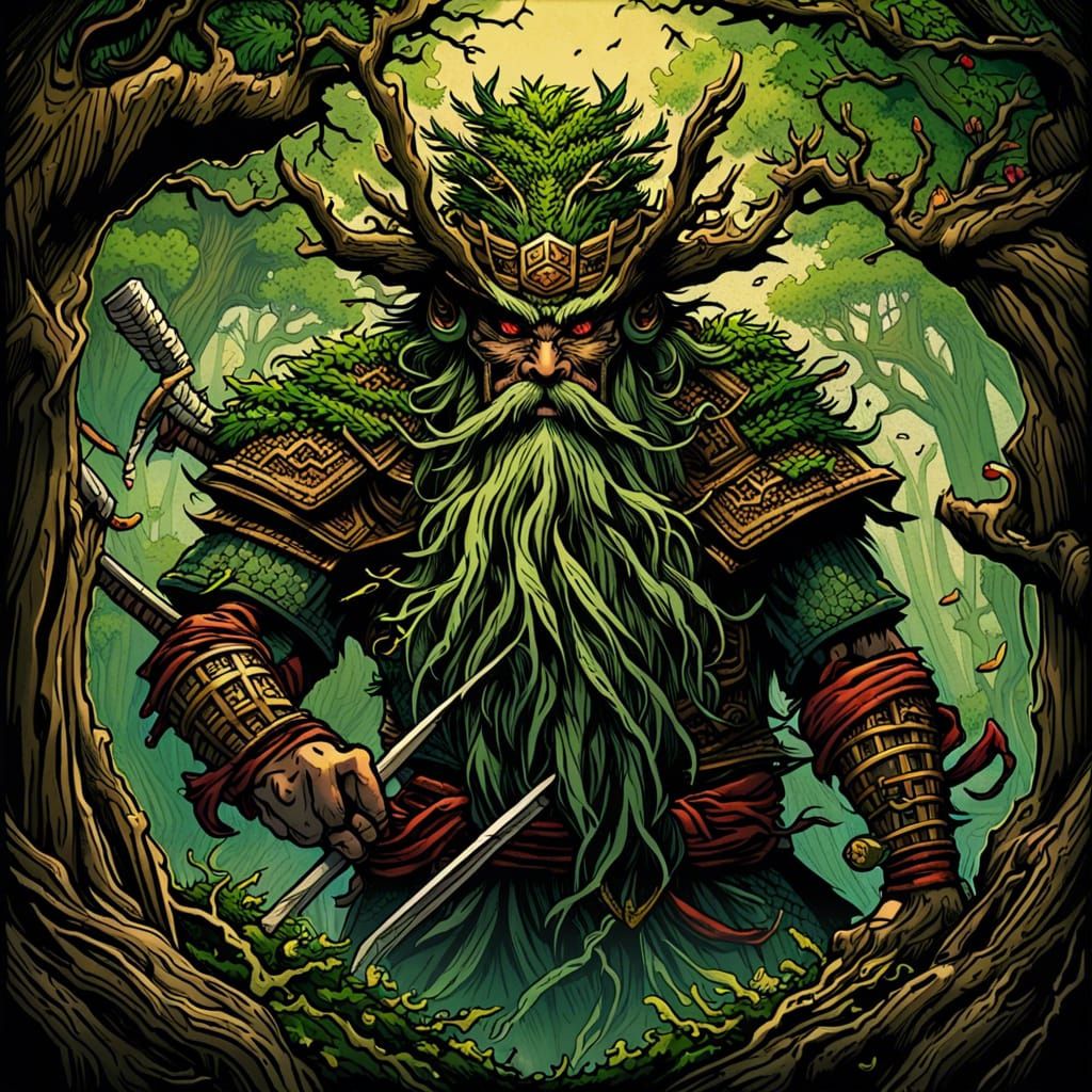 Samurai Ent Hybrid in Comic Book Style