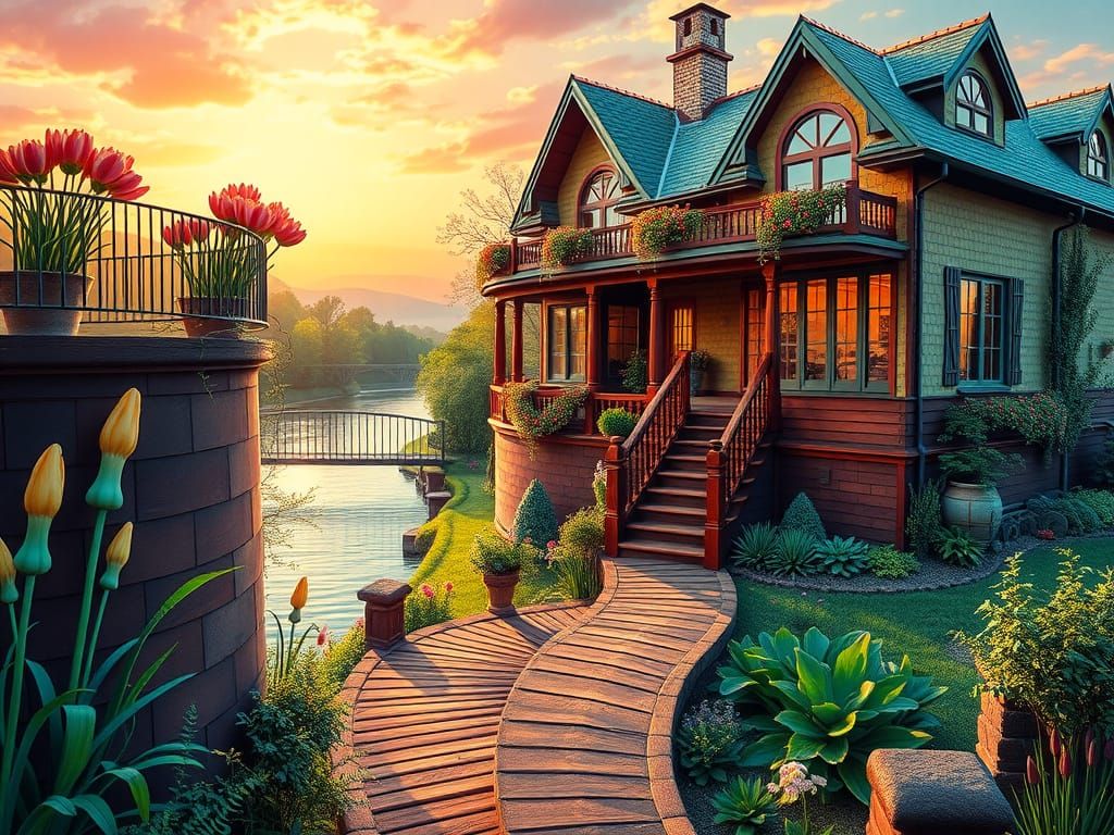 Whimsical Jacquard Waffle Weave Home in Dreamlike Setting