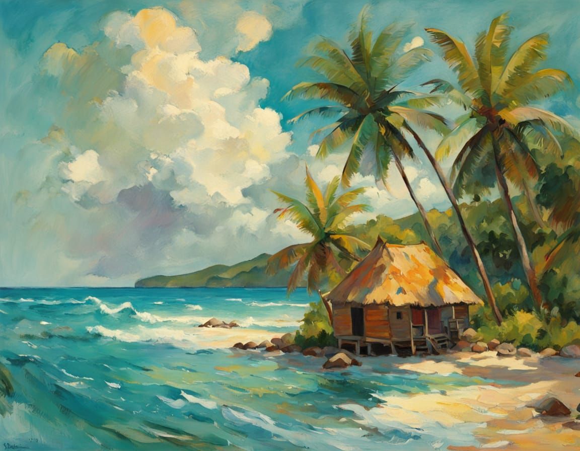 Tropical Island Paradise with Joyful Beach Scene