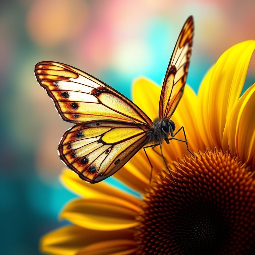 A wonderful butterfly on a sunflower