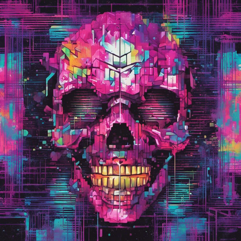 Devilcore Matrix: Vaporwave Pixel Diffusion in Graffiti Art
