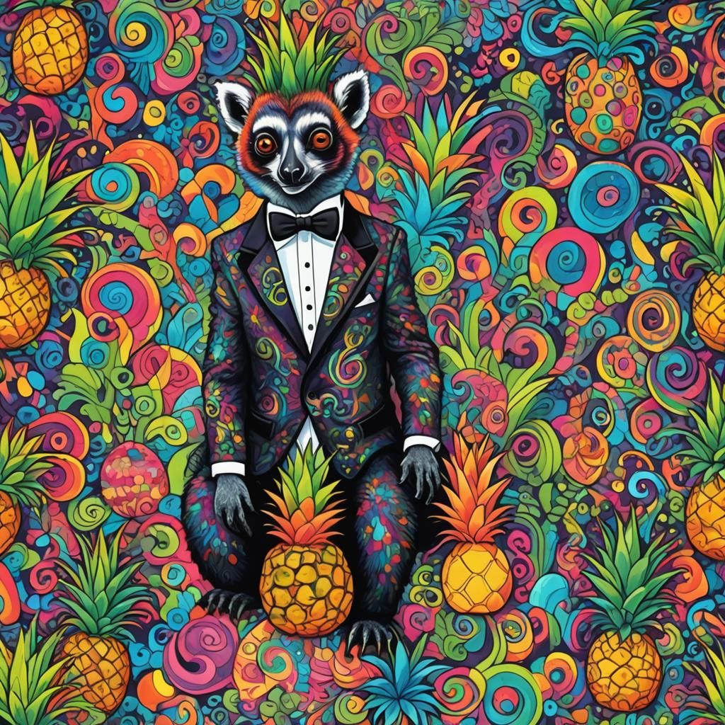 Psychedelic Lemur in Candyland Wonderland
