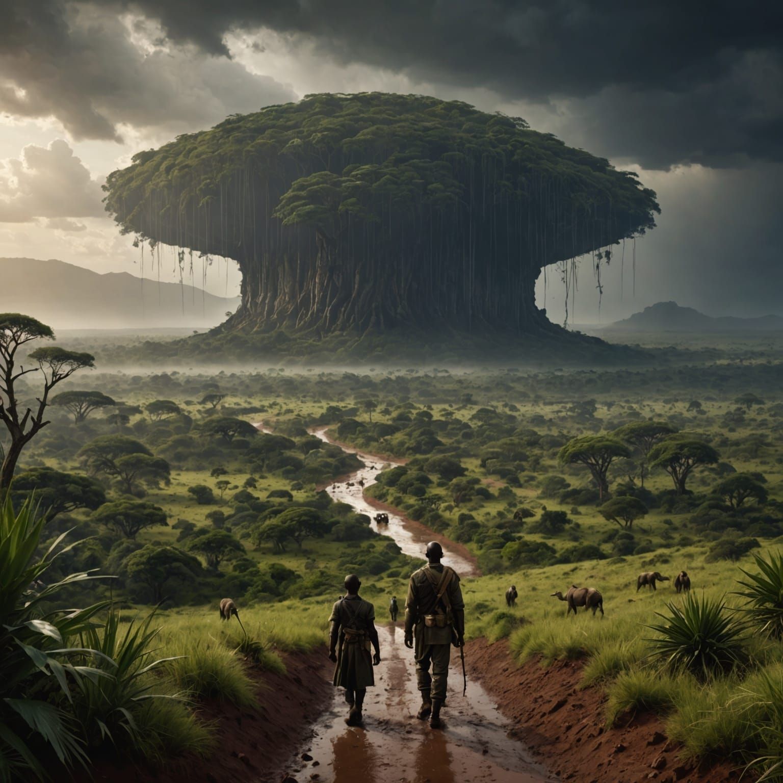 Dramatic Rains over Africa: Digital Matte Painting