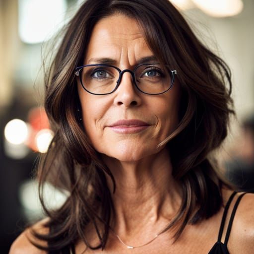 Realistic Portrait of a Brunette TV Presenter