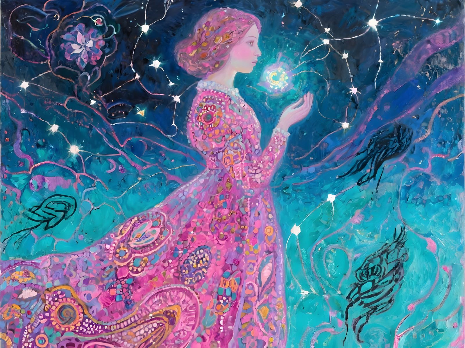 Ethereal Dream Guardian in Fuschia Hues