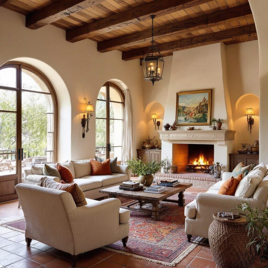 Elegant Spanish Style Living Room Interior