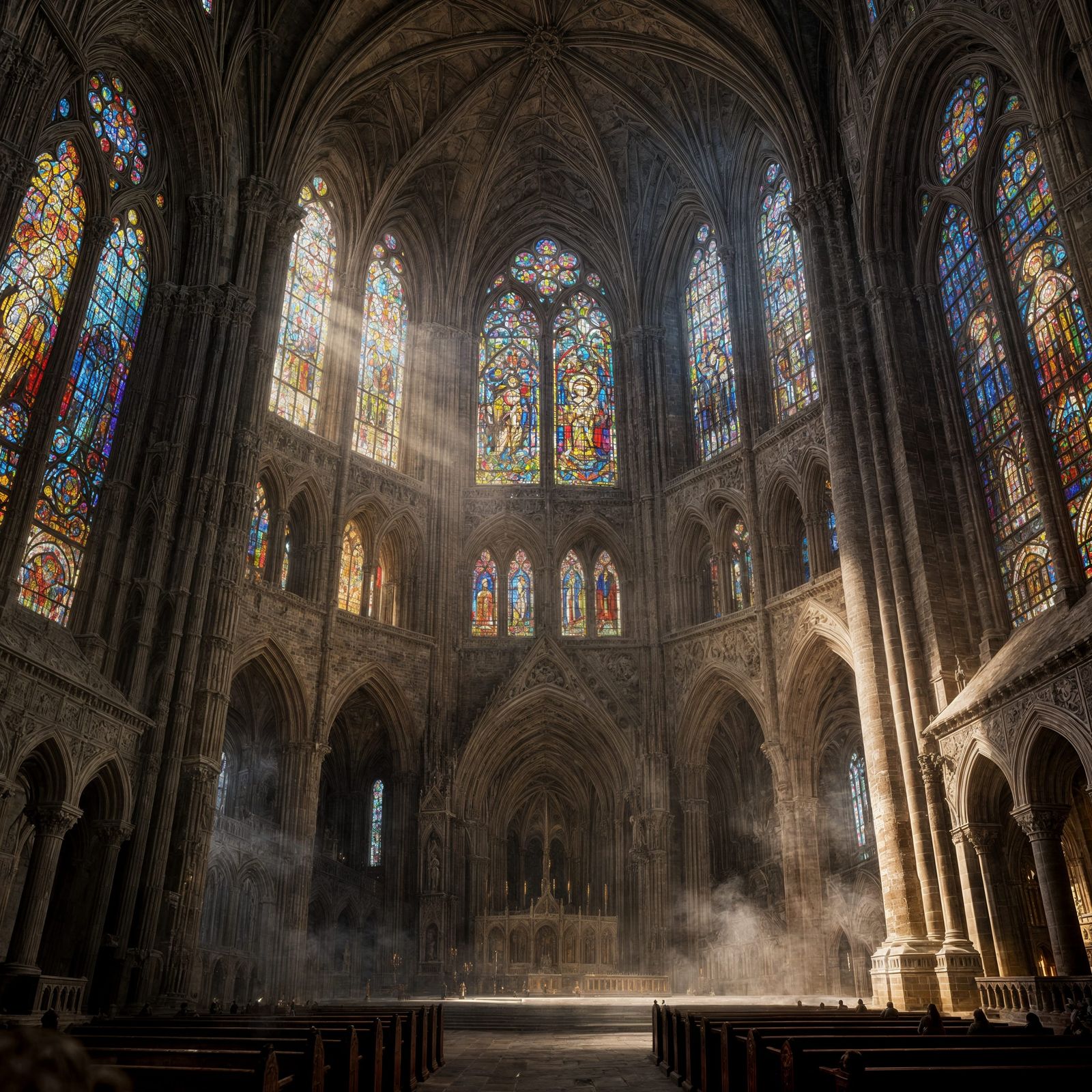 Mont Saint Michel Cathedral Stained Glass Digital Painting