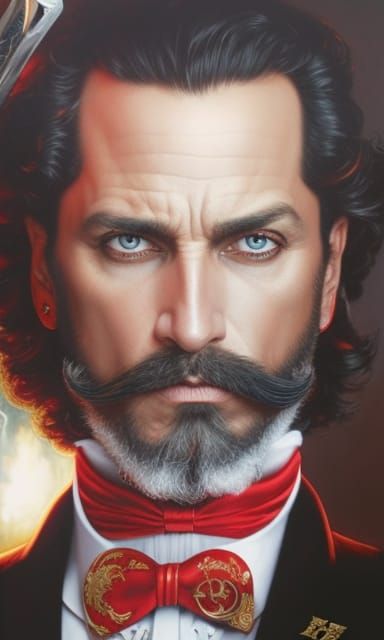 Magician with Ace of Spades: Hyperdetailed Digital Portrait