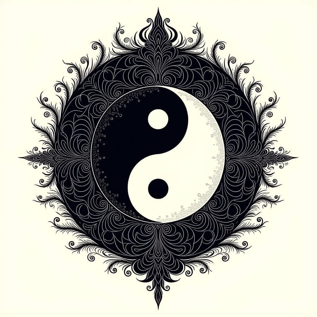 Mystical Yin Yang Symbol with Swirling Aura