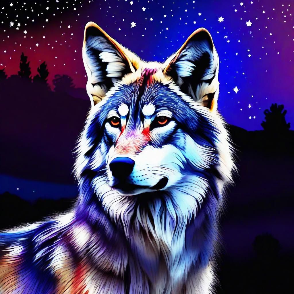 Hopi Blue Star Coyote Face in Twilight