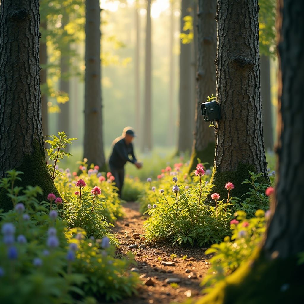 Lush Forest Ecosystem with Conservation Elements