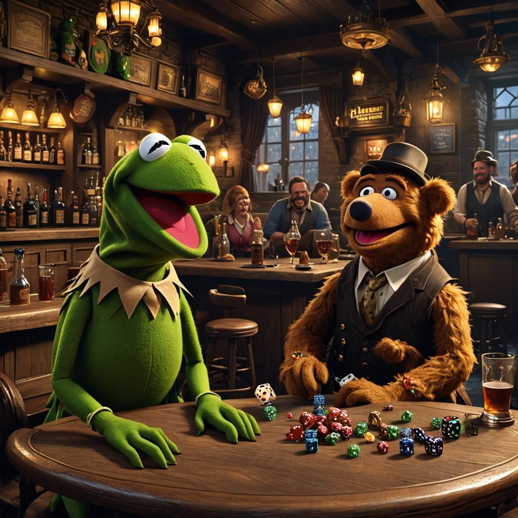 Kermit and Fozzie Bear Tavern Dice Game