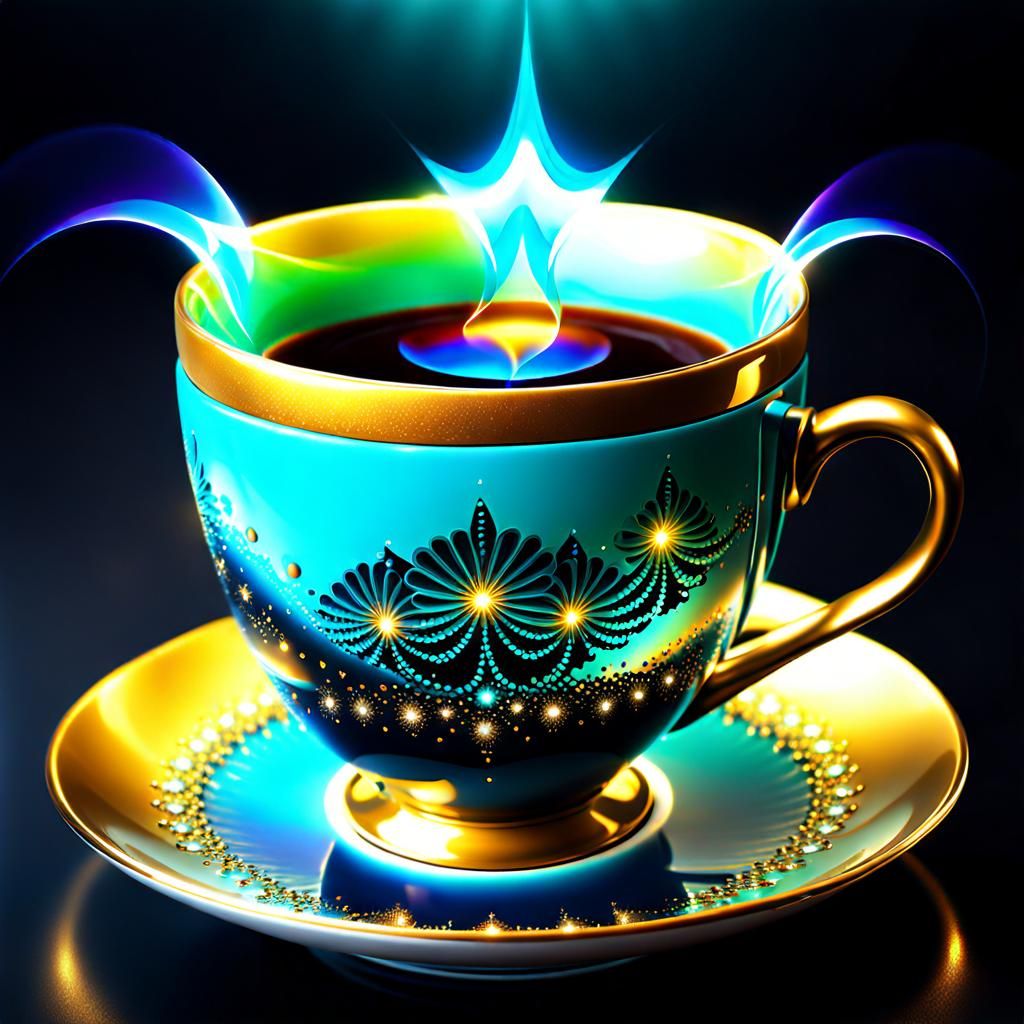 Magical Fractal Coffeecup with Exotic Elegance