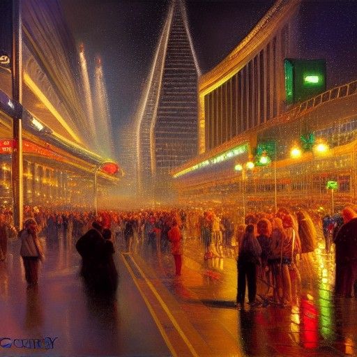 New Year's Eve Celebration: Oil Painting
