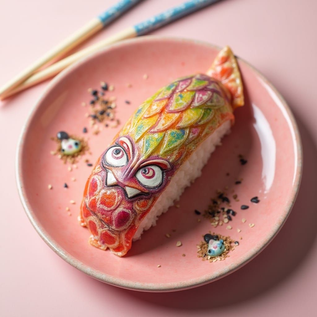 Whimsical Sushi with Iridescent Scales