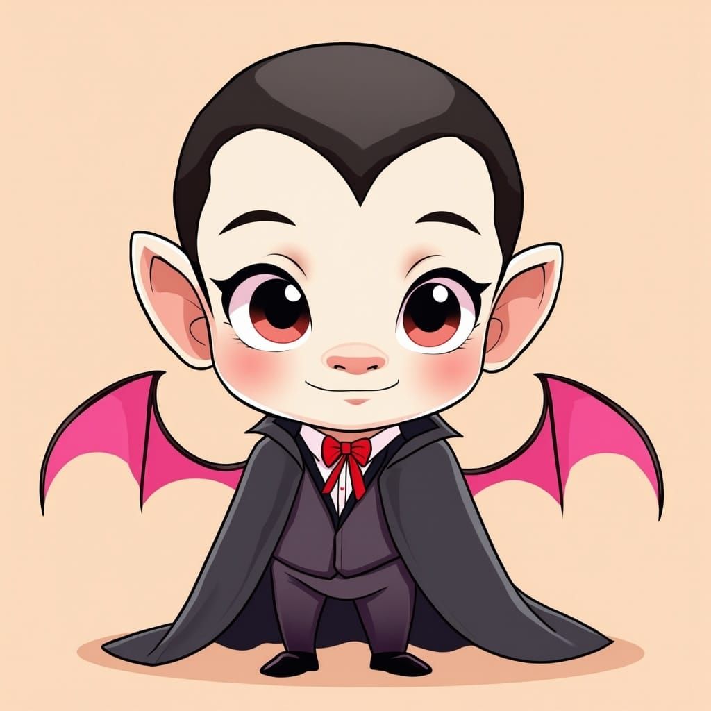 Cute Cartoon Vampire Digital Illustration