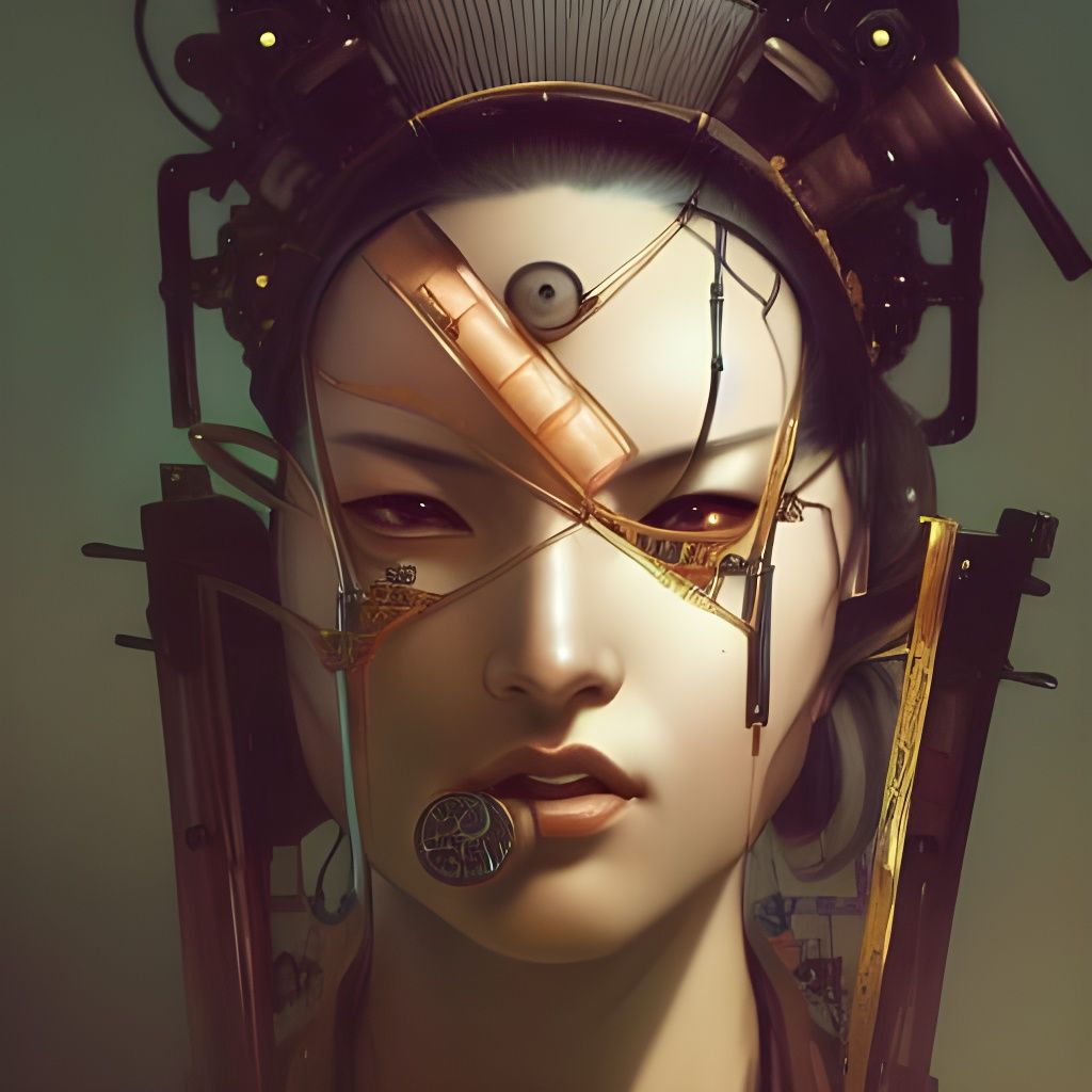 Steampunk Cyberpunk Samurai Portrait in 8k Resolution