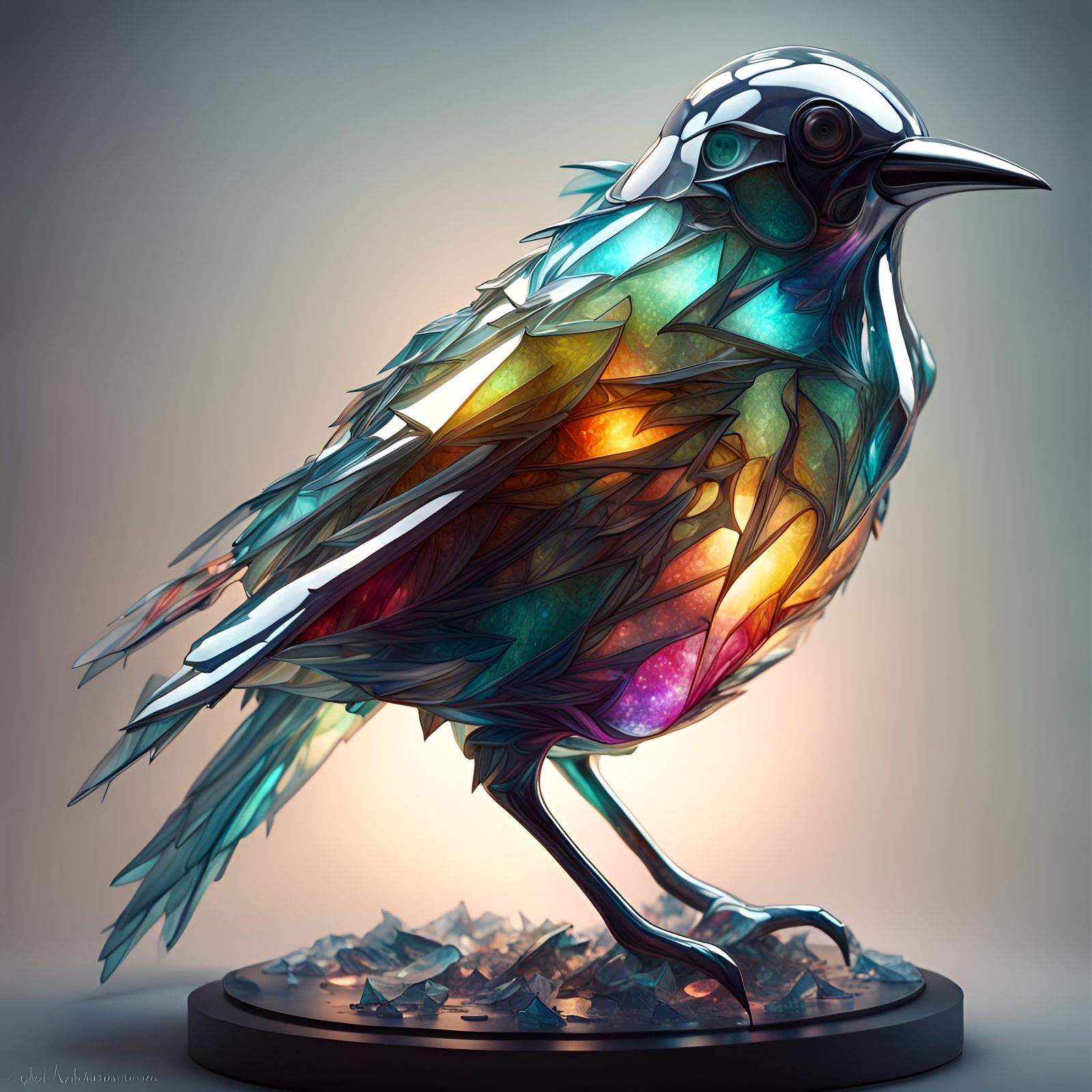 Illuminated Glass Bird: Fantasycore Masterpiece