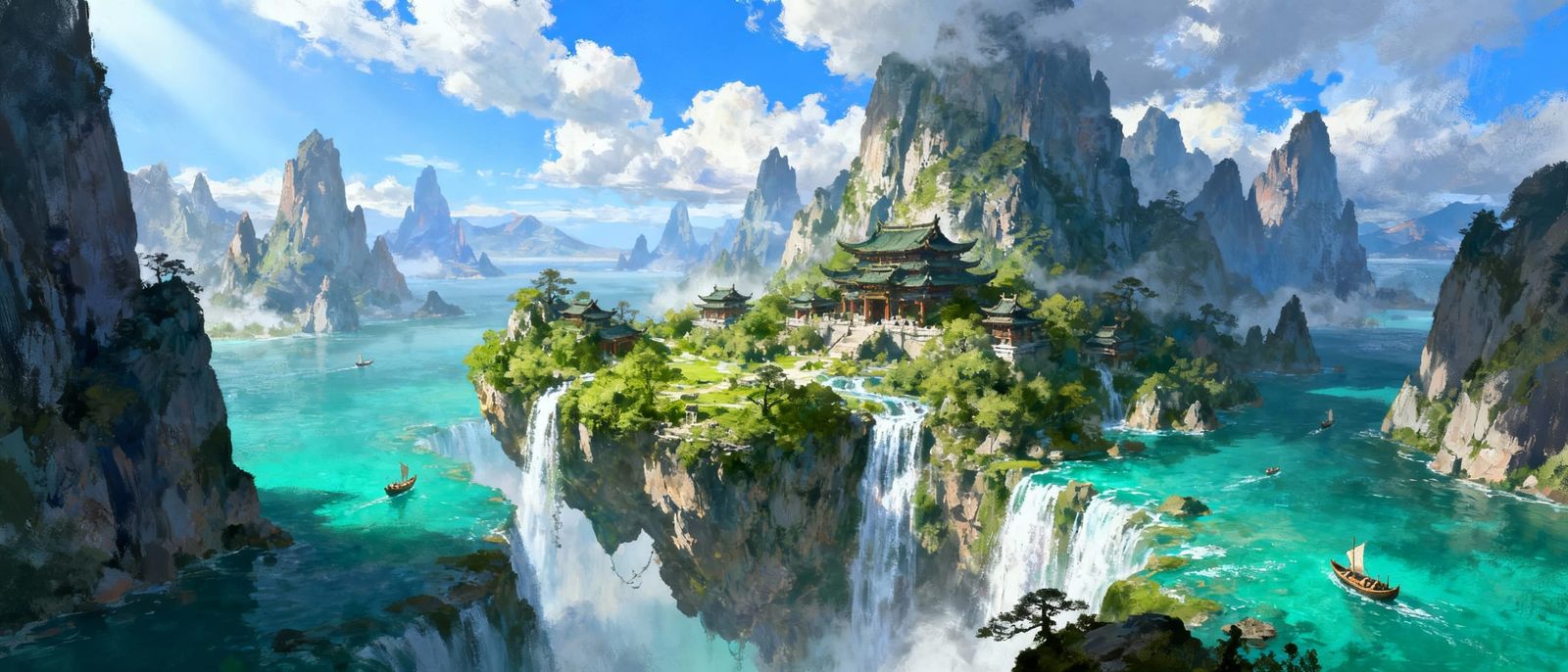 Majestic Floating Island Fantasy Scene