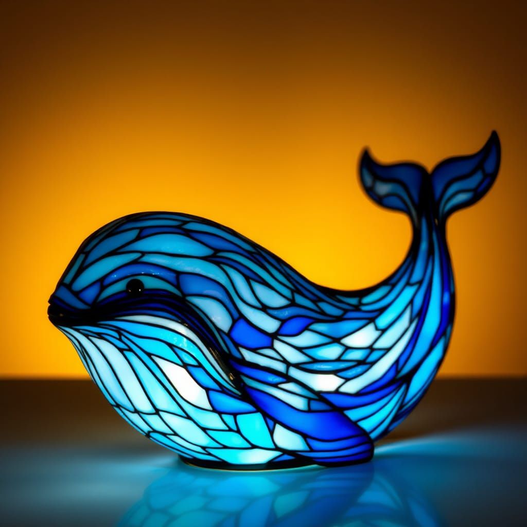 Blue Whale lamp in Tiffany style