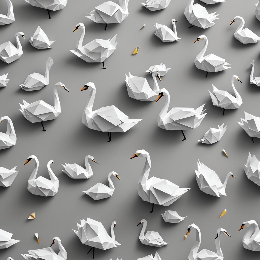 Gaffer Tape Swan Origami Papercraft Sculpture