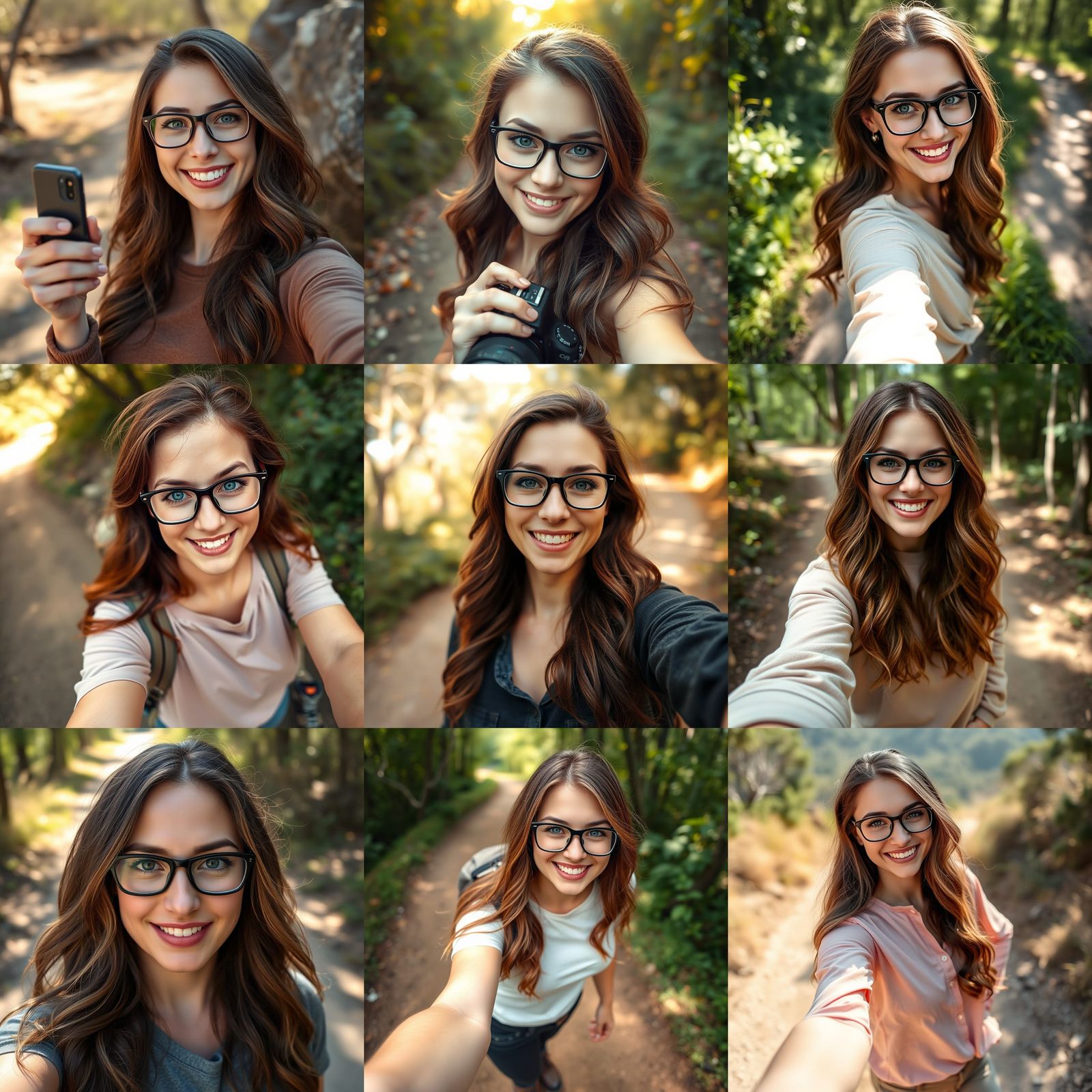 Smiling Woman with Glasses Taking a Selfie
