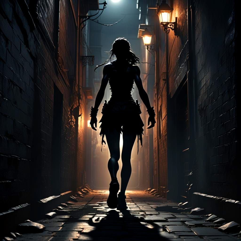 Dark Fantasy Shadow: Woman in Alley
