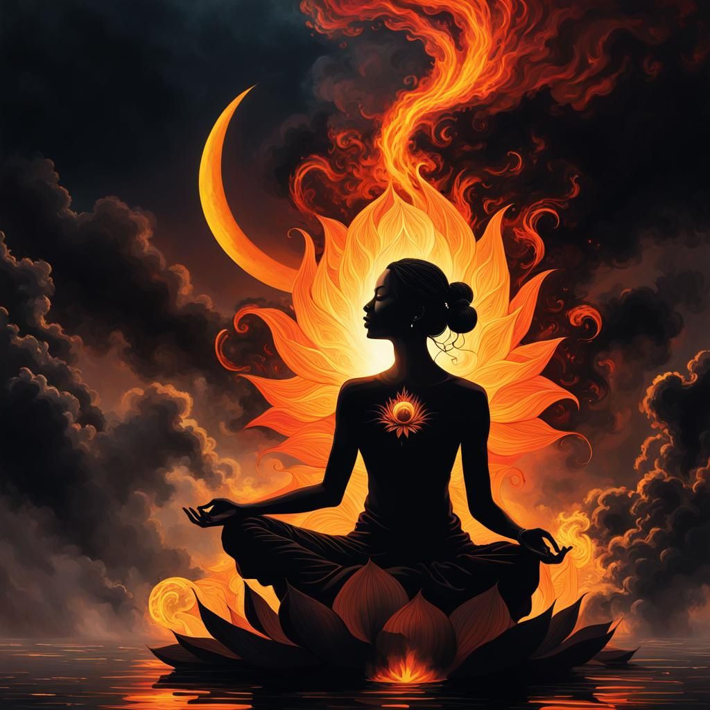 Ethereal Fire Silhouette in Dark Fantasy Style