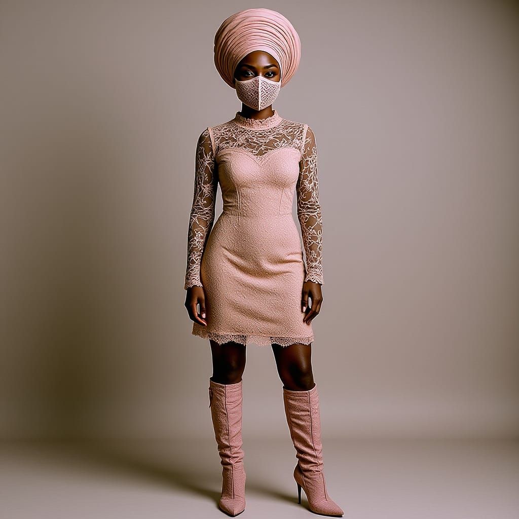 High Fashion Model in Lace Ensemble