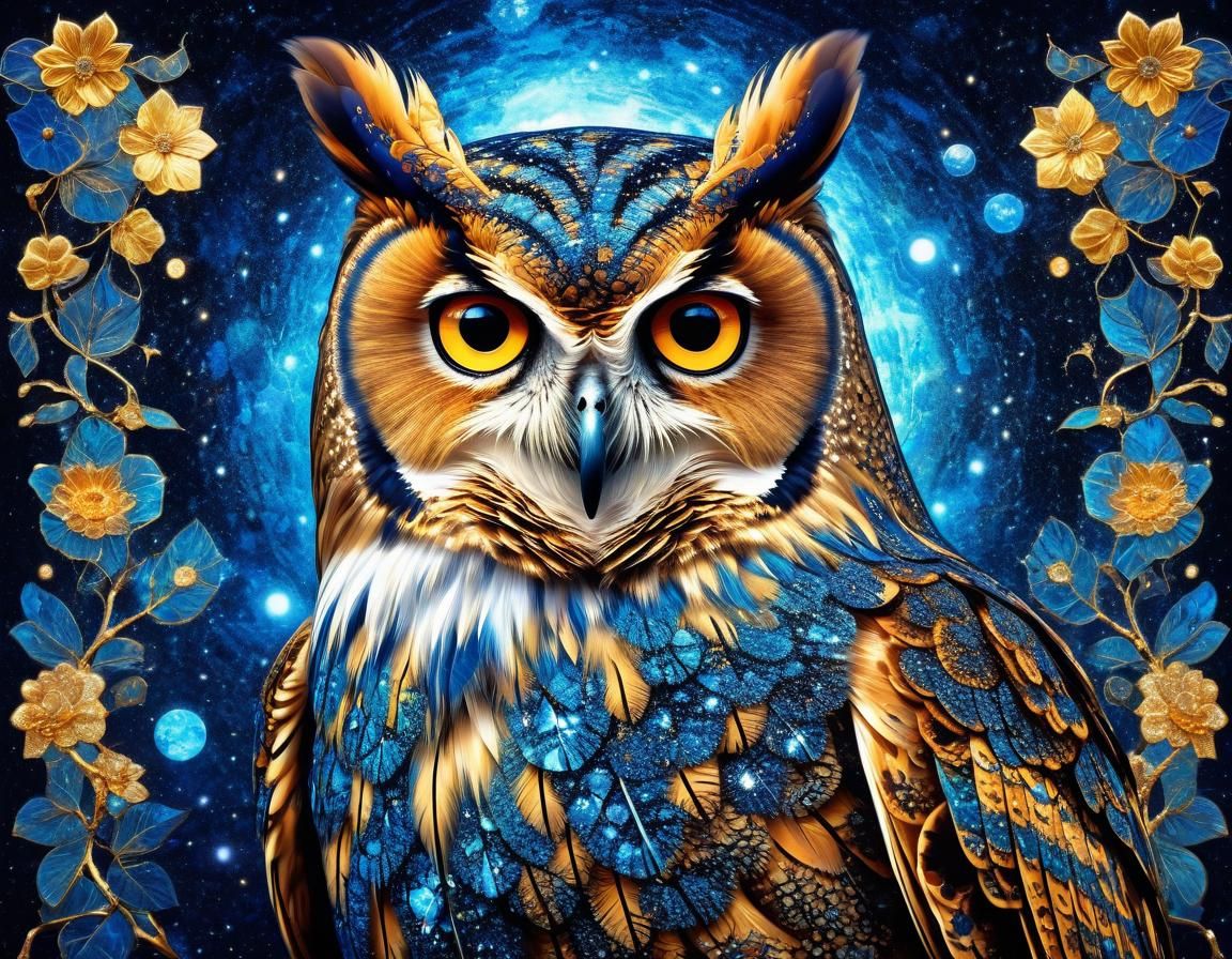 Ethereal Owl in Abstract Art Deco Style