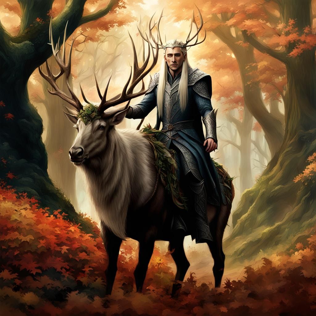 Thranduil on Elven Elk Arrives with Army