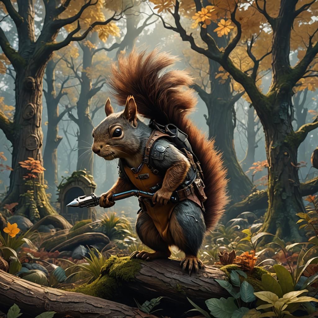 Detailed Squirrel Hunt Concept Art in 8k