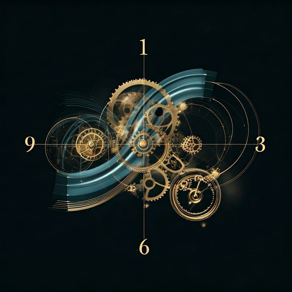 Timeless Geometric Abstraction in Metallic Gold and Blues