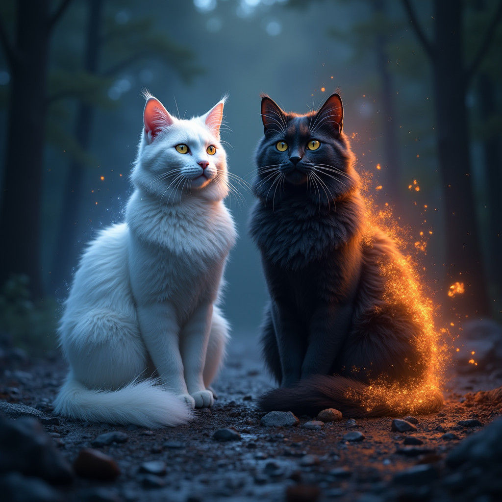 Yin and Yang Cats in Fantasy Concept Art
