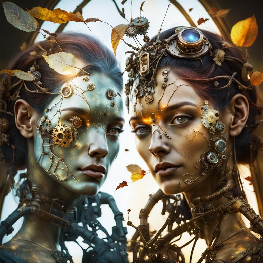 Nordic Cyborg Awakening: Hyperrealistic Portrait at Dawn