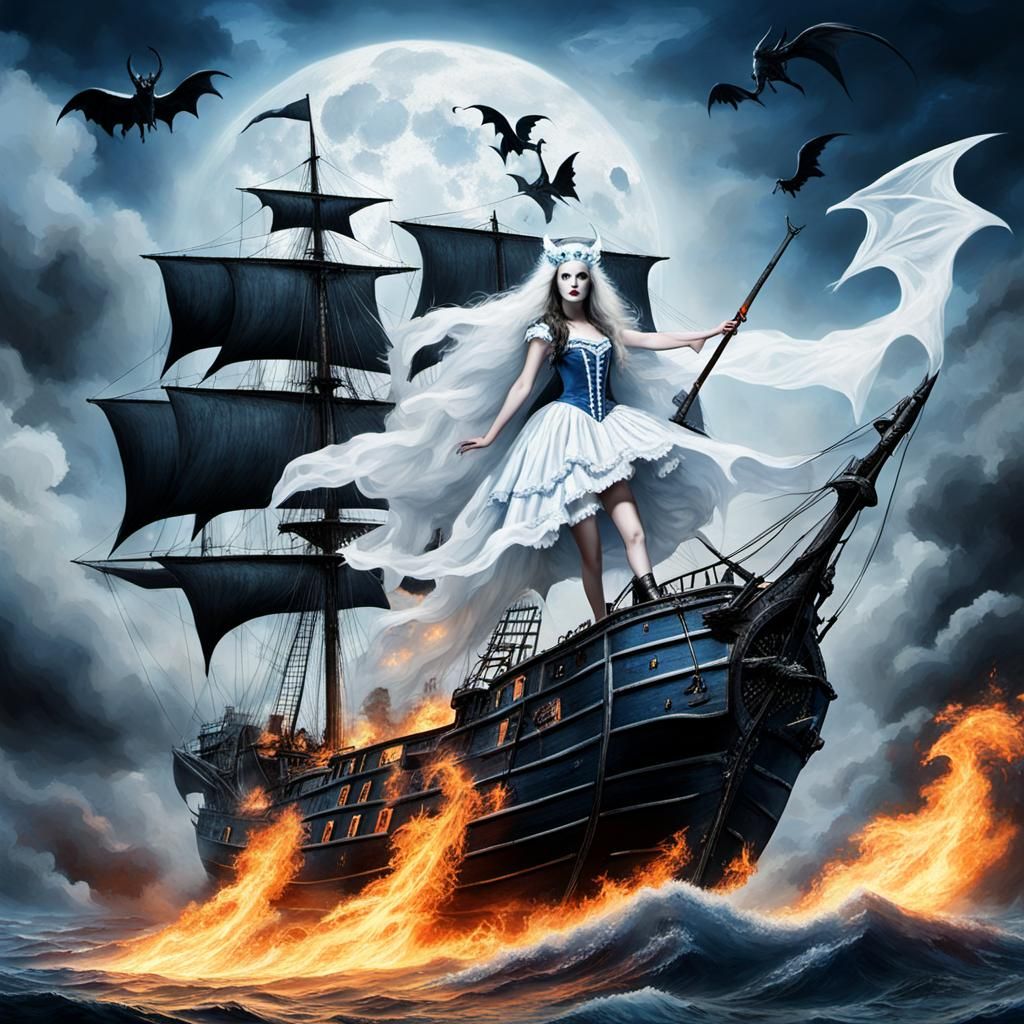 Ghostly Ship Battle in the Sky