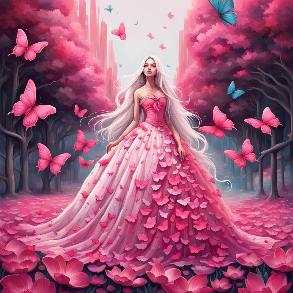 Pink Lotus Girl in Graffiti Art Style