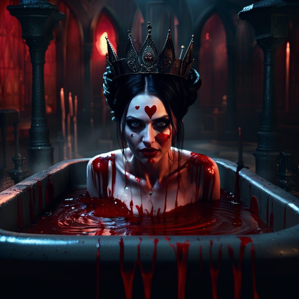 Gothic Evil Queen in Bloody Bath
