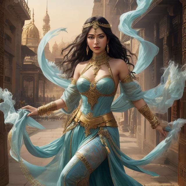 Fierce Warrior in Golden Light: Orientalist Painting