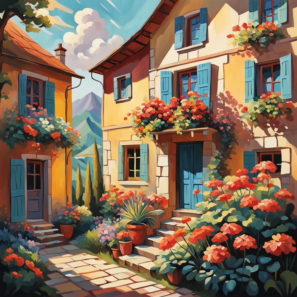 Cottages with flowers