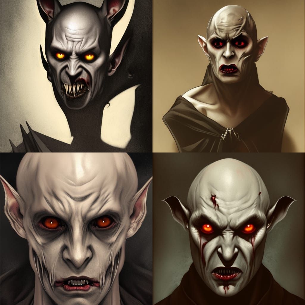 Nosferatu Vampire Portrait with Scarred Face