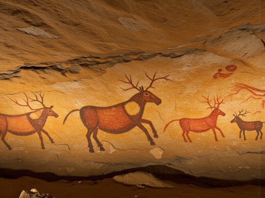 Paleolithic Cave Art with Natural Pigments