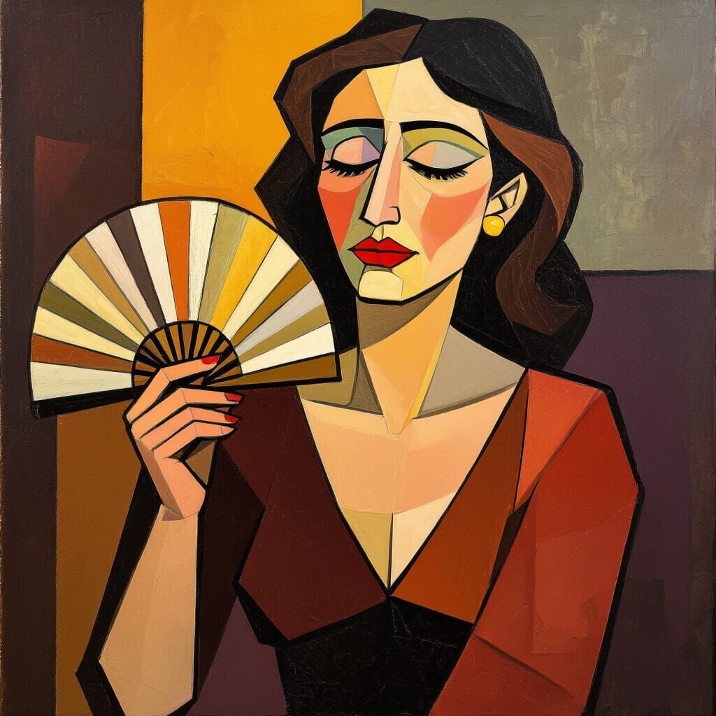 Woman in Hot Flash as Cubist-Style Digital Art