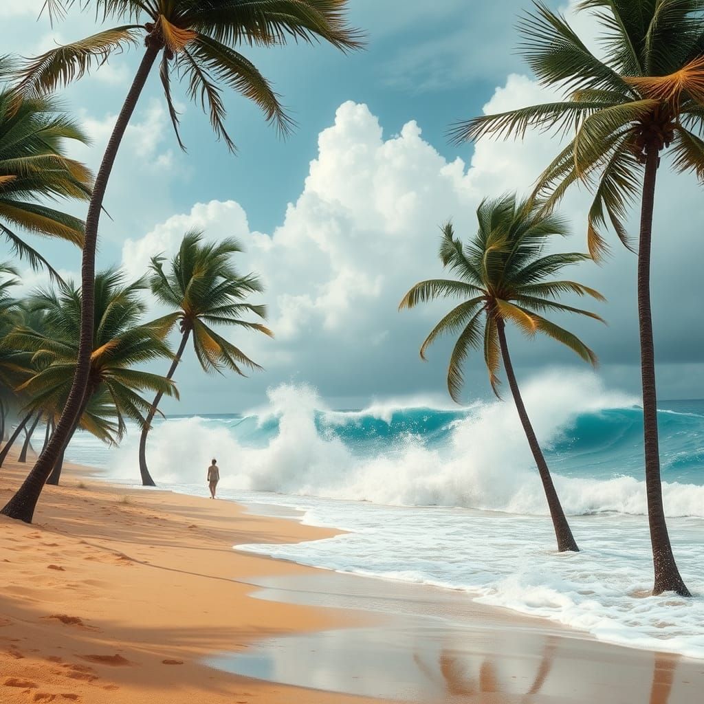 Windy Beach Scene in Detailed Matte Painting