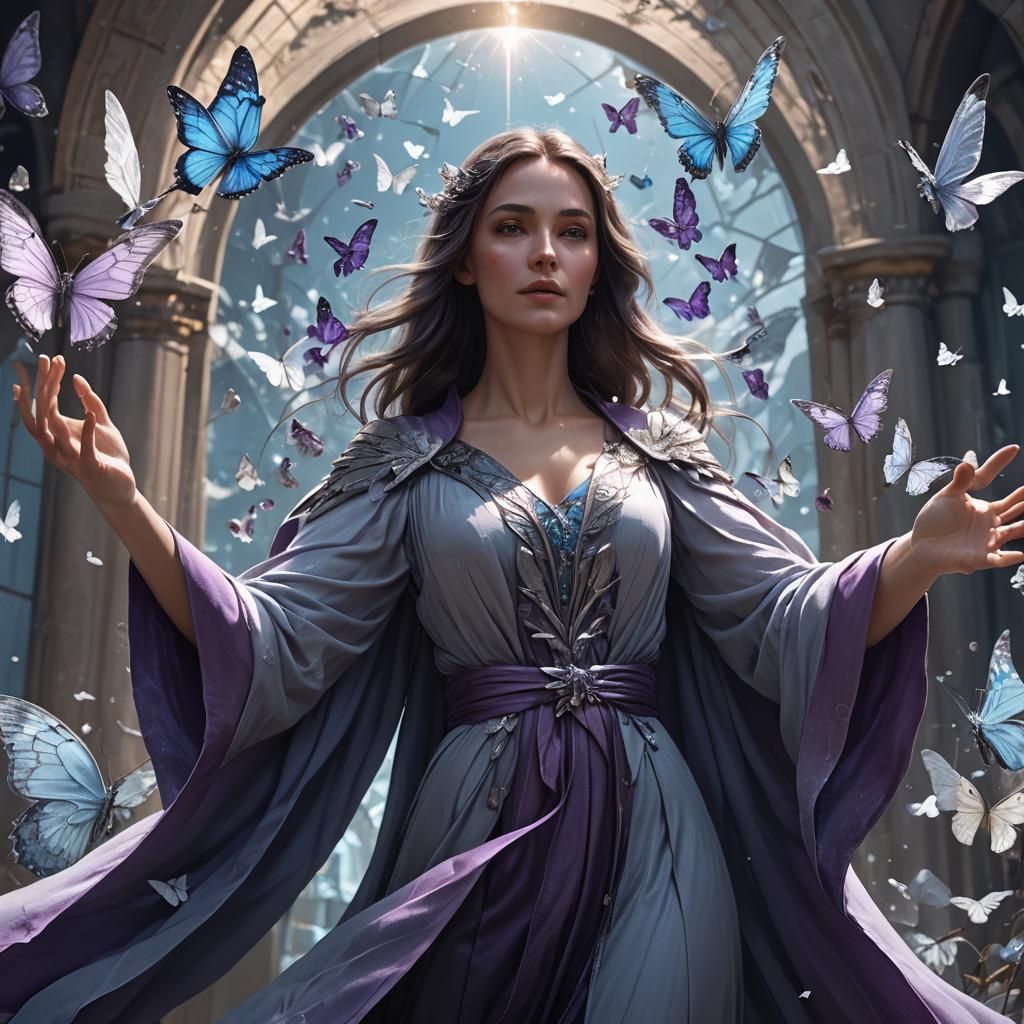 Ice Queen Portrait with Wings: Digital Fantasy Art