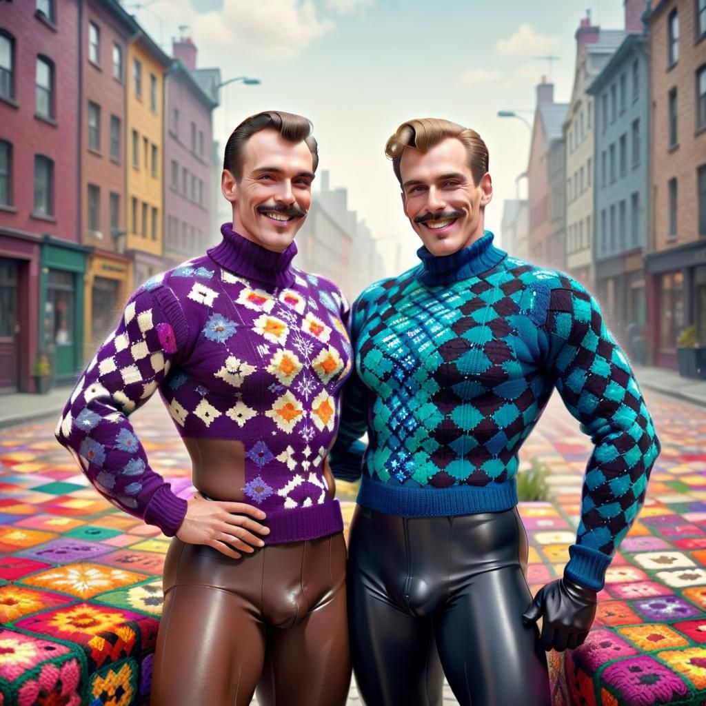 Handsome Tom of Finland men wearing knitted sweaters