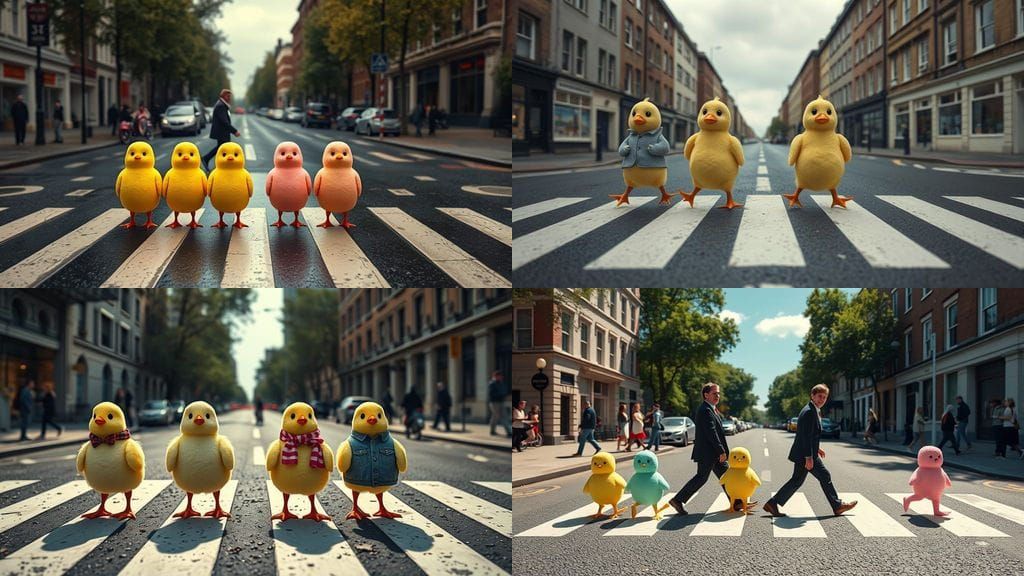 Photorealistic Abbey Road Album Cover with Marshmallow Peeps...