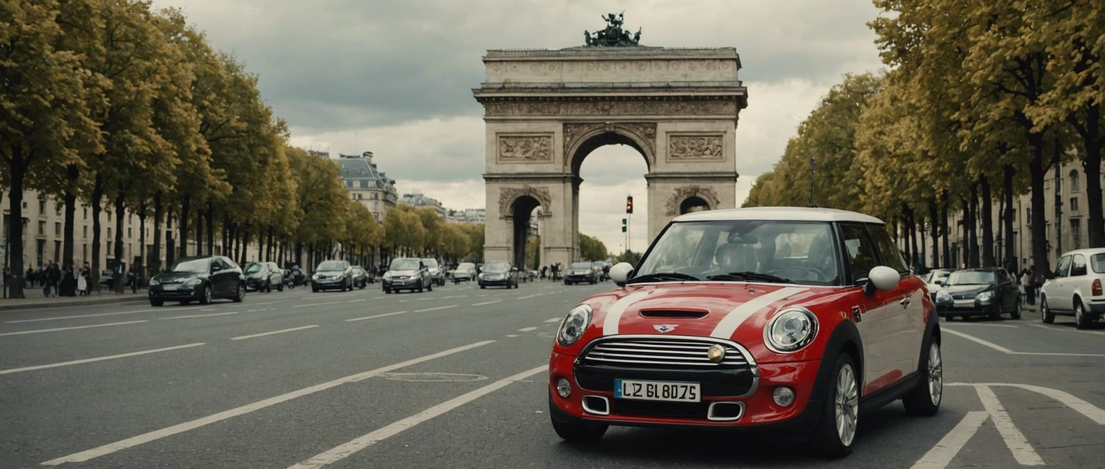 Mini Cooper S on Champs Elysees: Cinematic Still